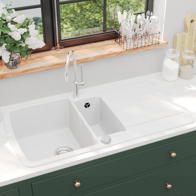 Lolita Granite Kitchen Sink Double Basins White