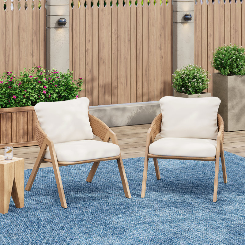 Patio Chair With Cushions (Set Of 2), White