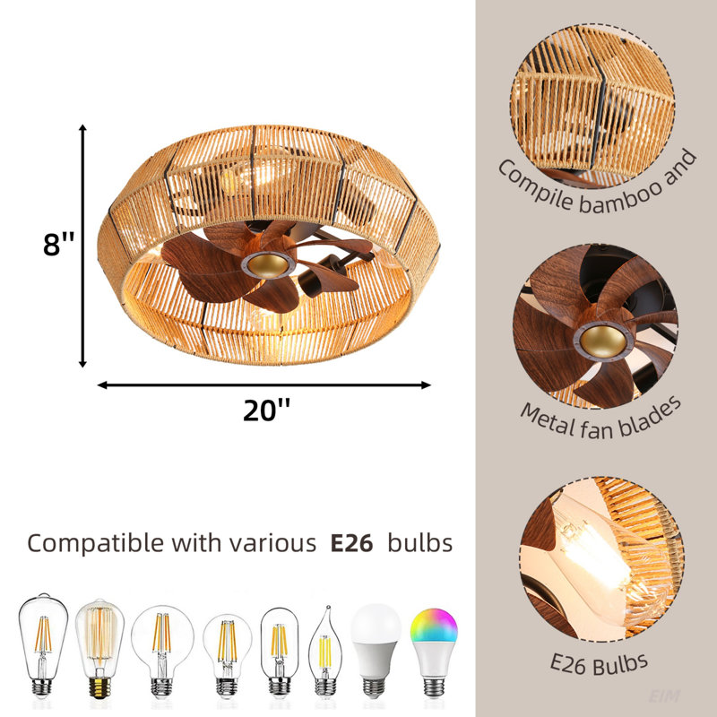 Caged Ceiling Fans with Lights Remote Control