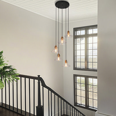 Modern Contemporary 5-Light Cluster Pendant with 13.7inches Round Ceiling