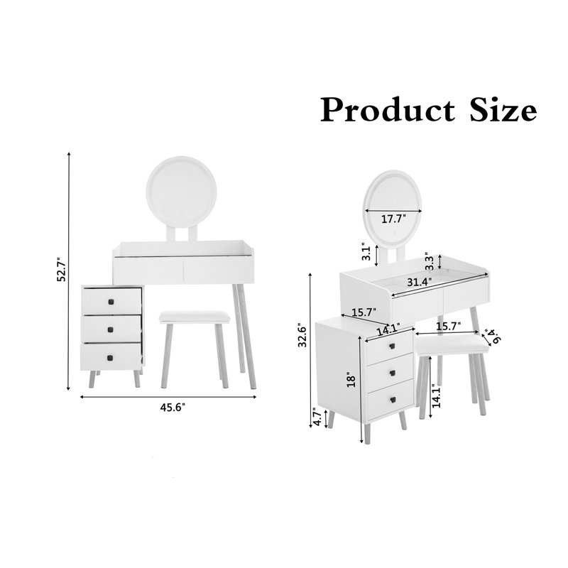 Table de coiffeuse avec tabouret 1pc