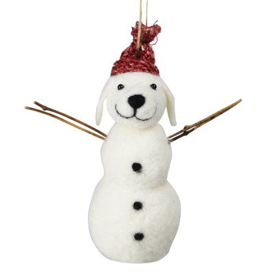 Ornement de chien bonhomme de neige en feutre