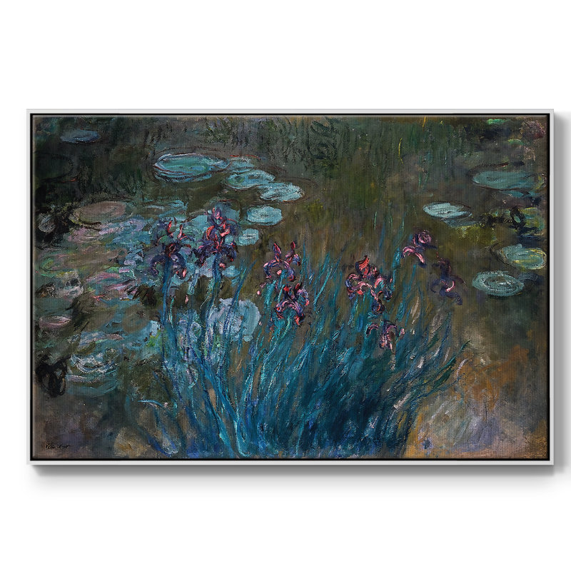 Iris et eau sur toile, H 41 po x l 27 po x P 2 po, Blanc