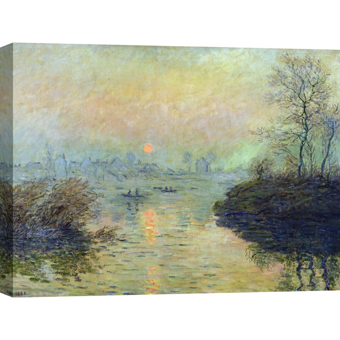 Leinwandbild Sonnenuntergang über der Seine bei Lavacourt von Claude Monet