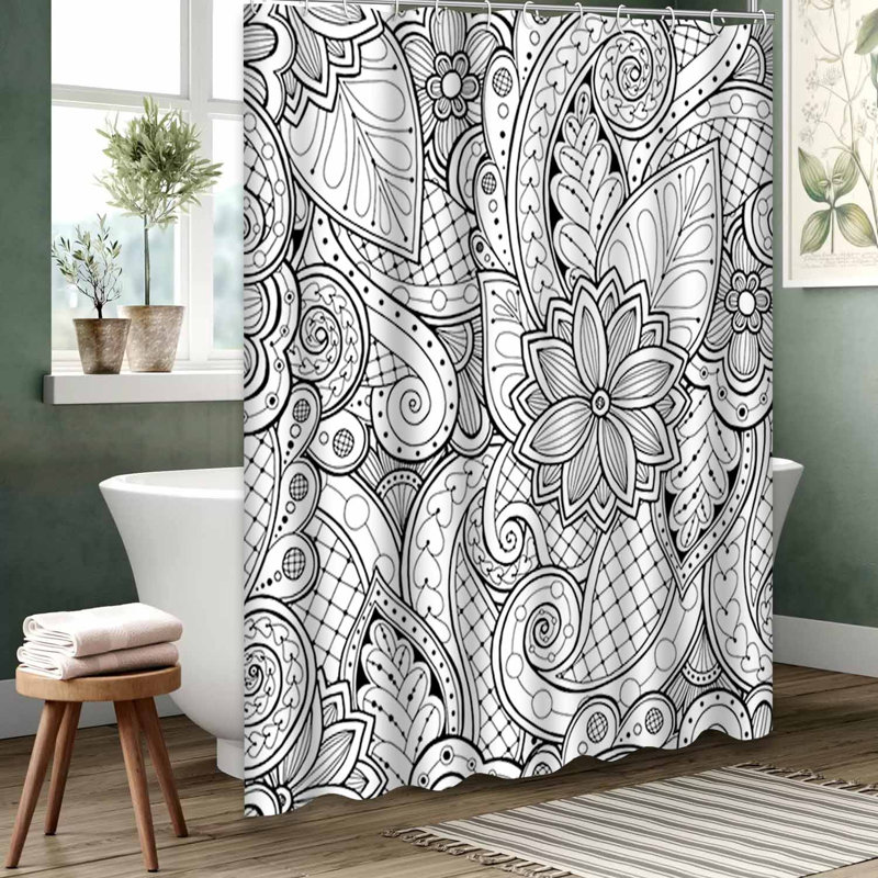 Rideau de douche blanc imperméable, rideaux de douche pour la salle de bain avec 12 crochets, 72" L x 84" W