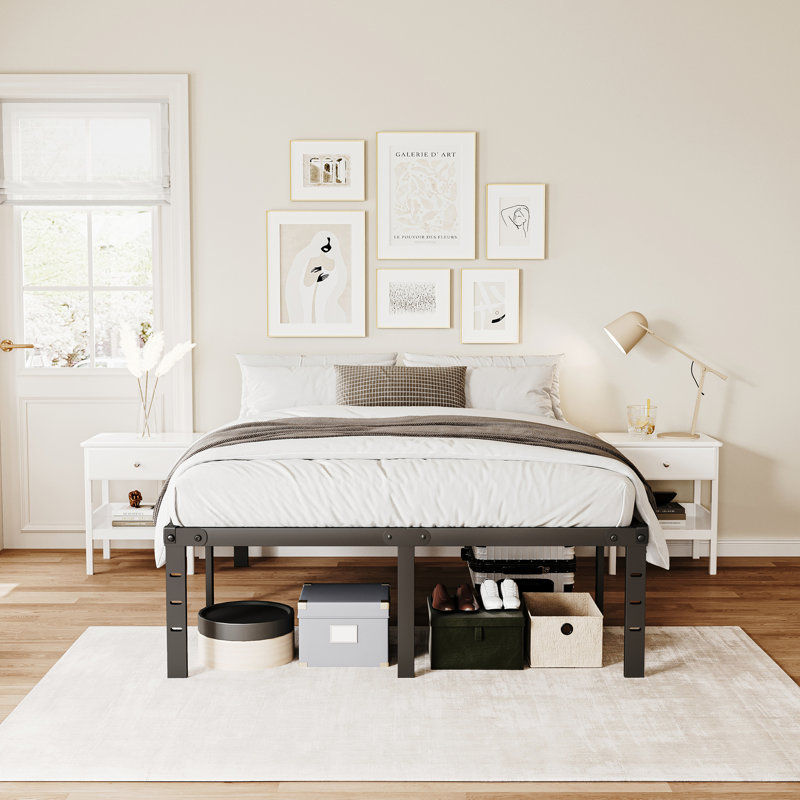 Truette 20'' Steel Bed Frame King Size Heavy-Duty Noiseless, No Boxspring Needed, Enough Storage Space, King