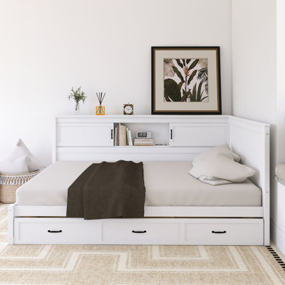 L-Shaped Wooden Frame Daybed by Staykiwi