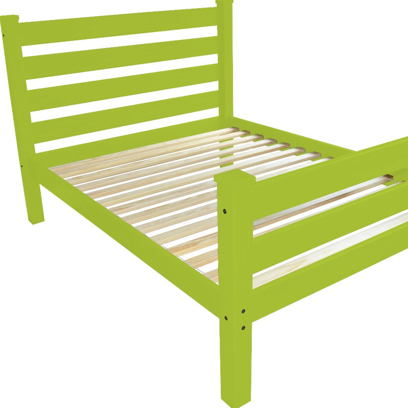  Structure de lit simple en bois massif vert lime Linden - Simple, vert