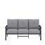 Canapé de patio 70 po 3 places toutes saisons en métal, structure kaki avec coussins gris-1117002424