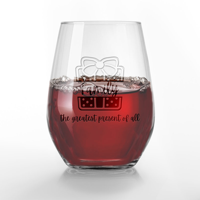 «Family is the Greatest Présent», verre à vin sans pied gravé