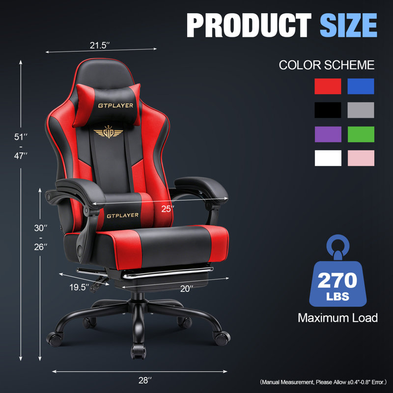 Brayden Studio PC & Racing Game Chair, Red