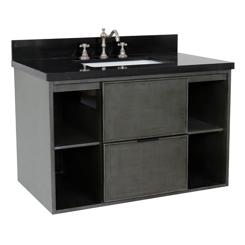 Ensemble de meuble-lavabo simple mural 37 "37", Noir galaxie