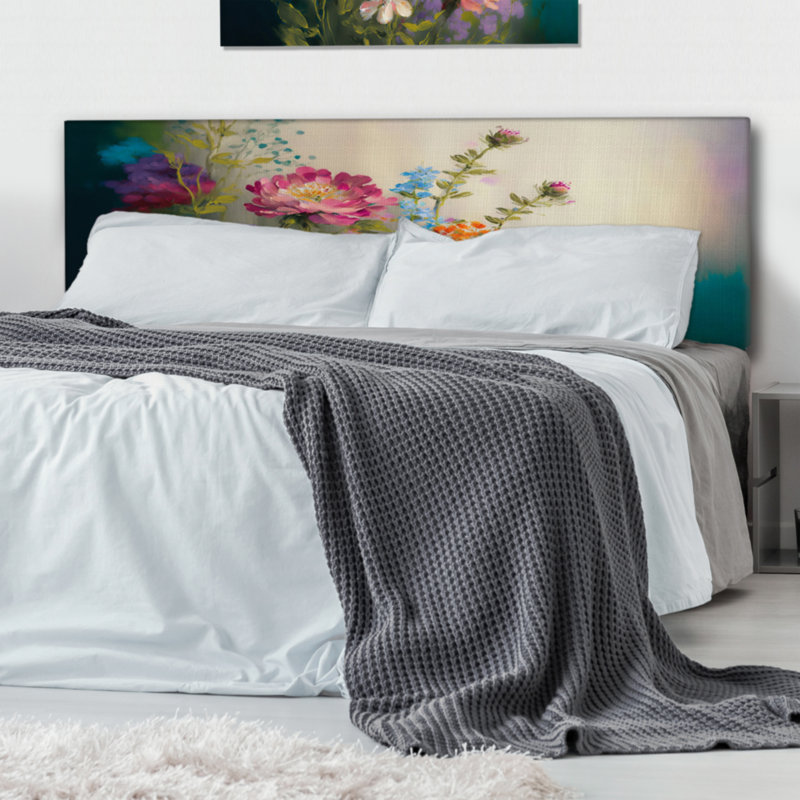 Karyne - Tête de lit tapissier à motif floral, Grand