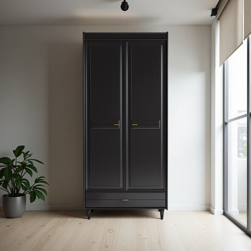 Armoire de rangement simple et moderne en bois d'hévéa