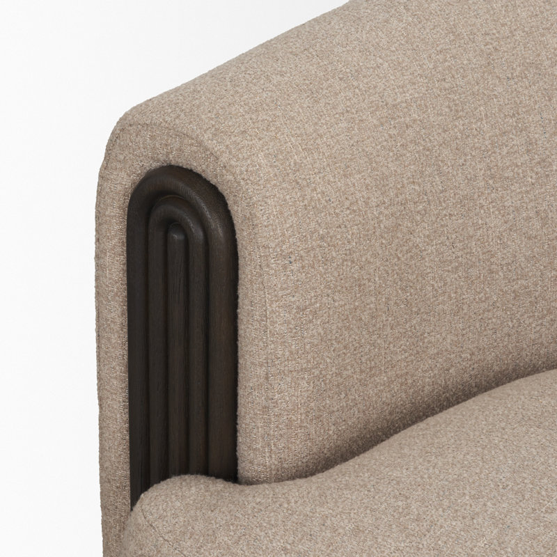 Kornelia Textured Fabric Barrel Accent Chair, Champignon
