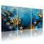 Ensemble de 3 impressions sur toile, récif corallien avec étoile de mer dorée-87313379