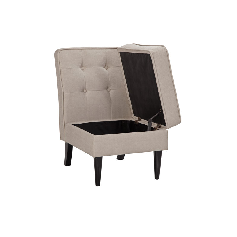Chaise d'appoint rembourrée avec rangement caché Roswell, Sable beige Jennings