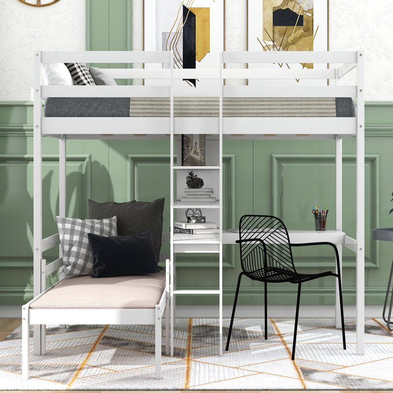 Lit mezzanine avec bureau en L