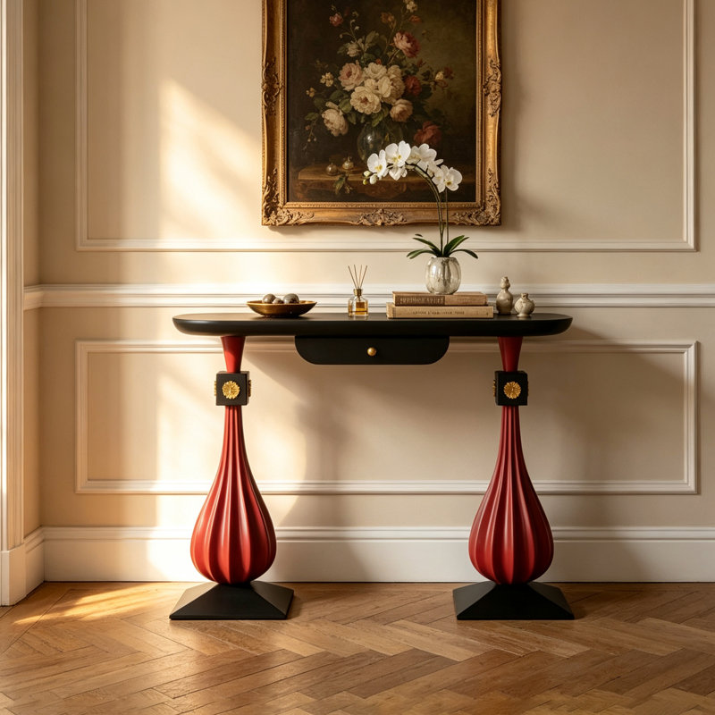 Console élégante et vintage de style européen, 31.5" H x 39.37" W x 11.81" D