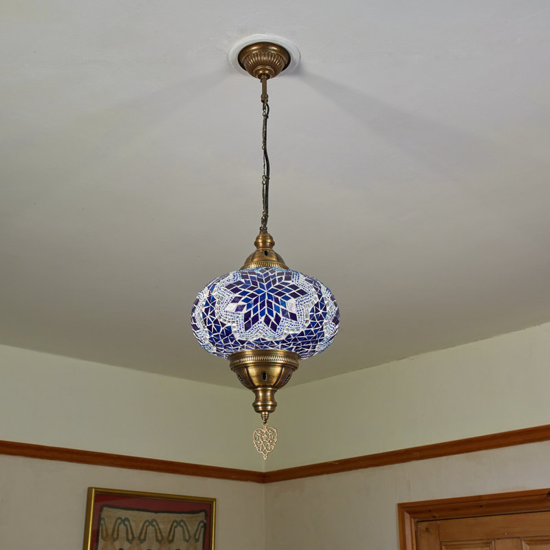 Karlie 1 - Light Bronze Single Pendant, Blue