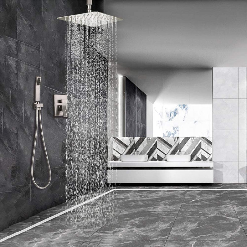 Système de douche complet avec valve brute, Nickel brossé
