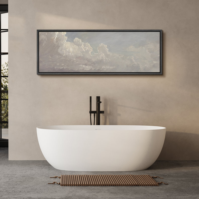 «Billowing Clouds Classic Sky Nature Landscape», reproduction d'art sur toile, H 20 po x l 60 po, Noir, noir, noir, noir
