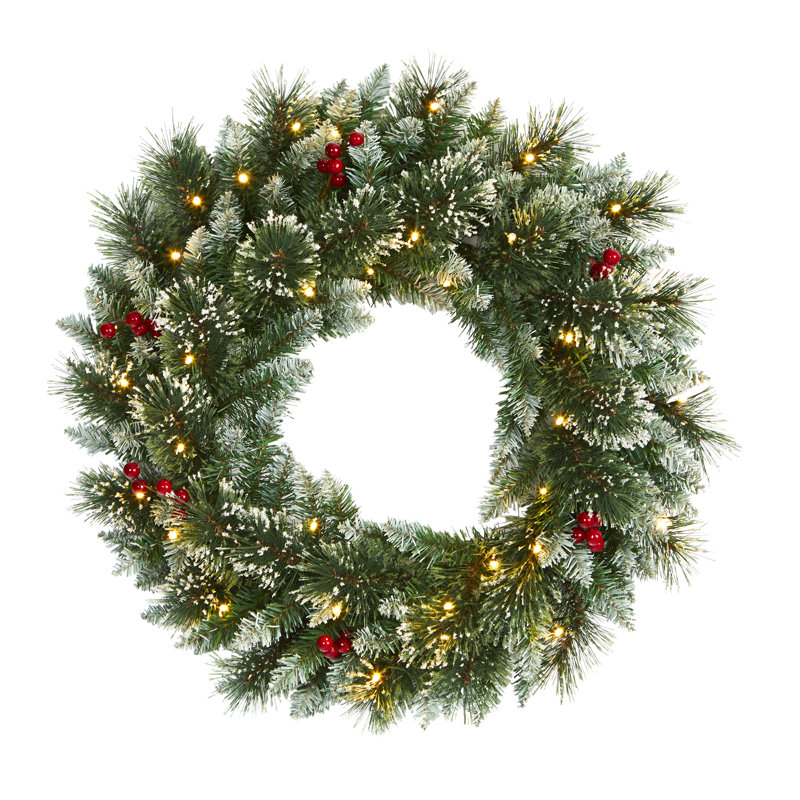 Faux Lighted Pine 24'' Wreath