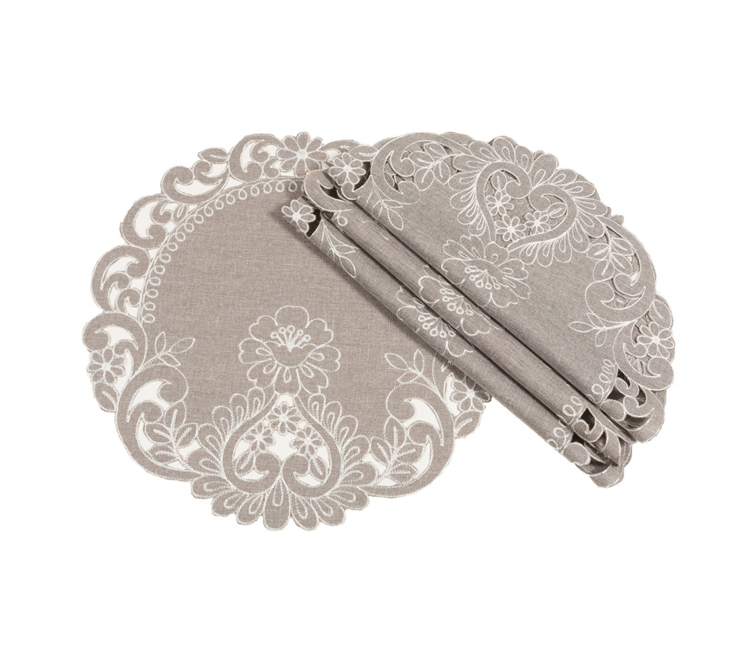 Polyester Embroidered Round Placemat (Set of 4) Xia Home Fashions