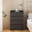 Commode 4 tiroirs, imperméable et moderne en bois pour chambre - noir