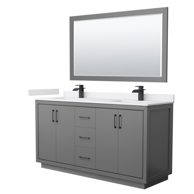 66'' Double Bathroom Vanity with Cultured Marble Top