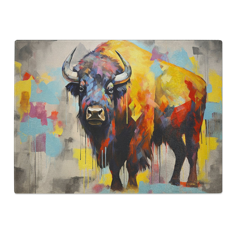 Bison Buffalo Abstract  Glass Chopping Board