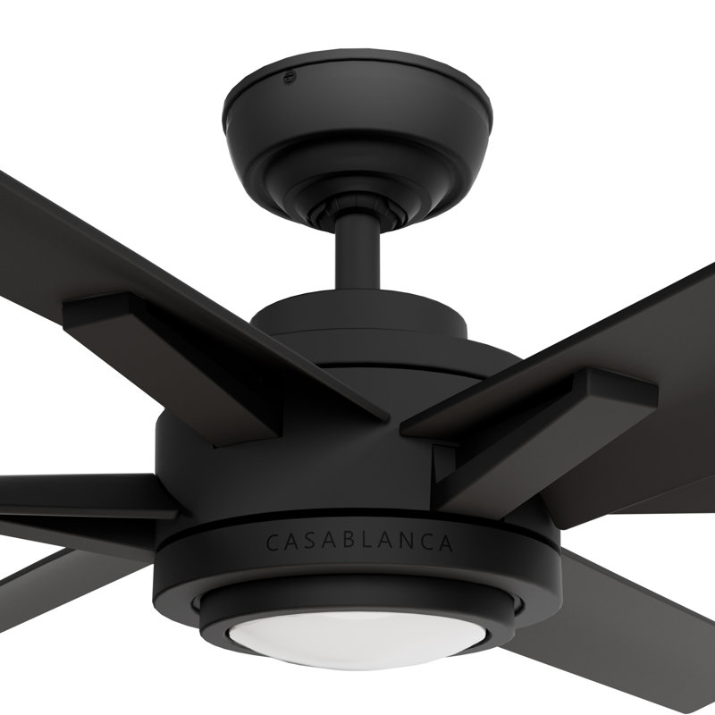 Casablanca 65 inch Melia ENERGY STAR®  Damp Rated Ceiling Fan with Lights and Wall Control, Matte Black