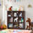 9 Cube Storage Book Shelf, 41" Tall Organizer Bookcase With Curved Edge, Wood Floor Standing 3-Tier Cubby Bookshelf With Base, Vintage Display Book Case For Bedroom, Office-161570689-160441336