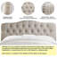 Tête de lit capitonnée tapissée à oreilles, tête de lit en bois massif avec pieds en bois, tête de lit à hauteur réglable de 47 po à 63 po, tête de lit en tissu au design moderne, beige-839609827-839609839