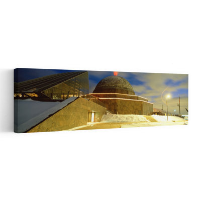 Museum Lit Up At Dusk, Adler Planetarium, Chicago, Illinois, Usa Modern Abstract Architecture Winter Wall Art