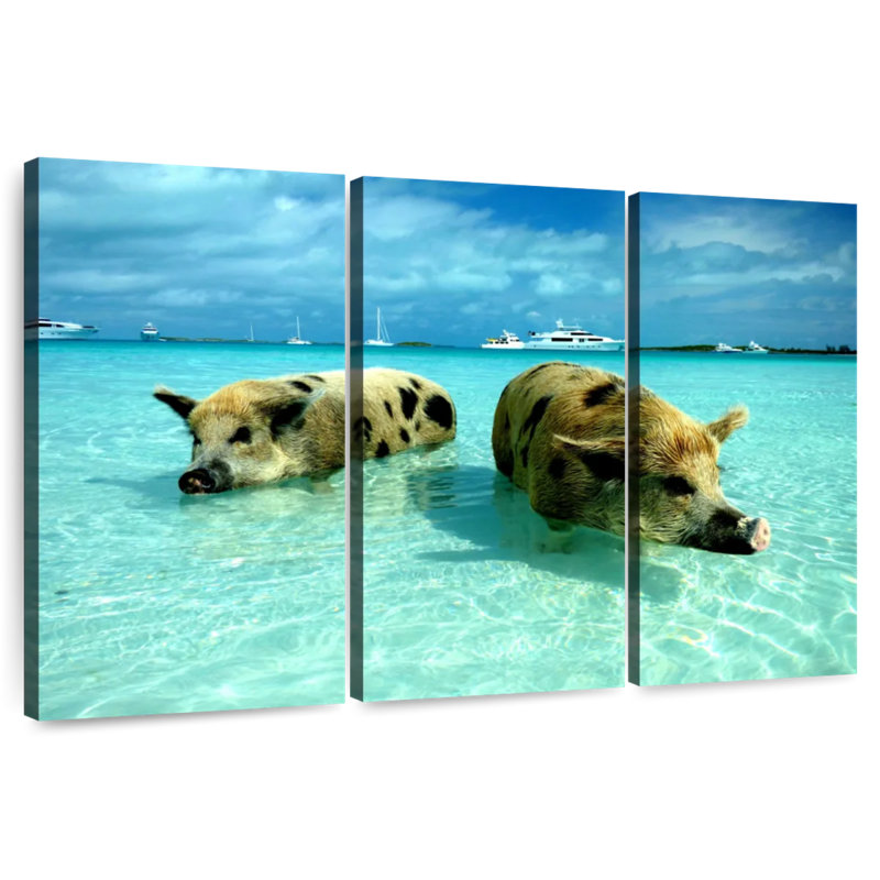 Brampt Sea Swimming Pigs, 48" H x 74" W