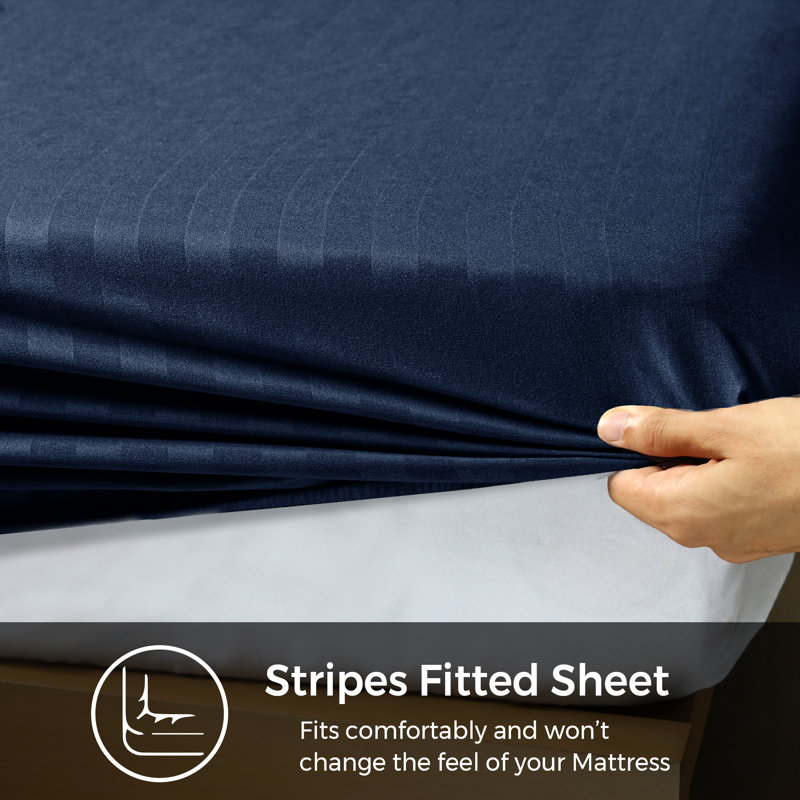 Sulemaan Microfiber Fitted Sheet, Navy, European Kingsize (160 x 200 cm)