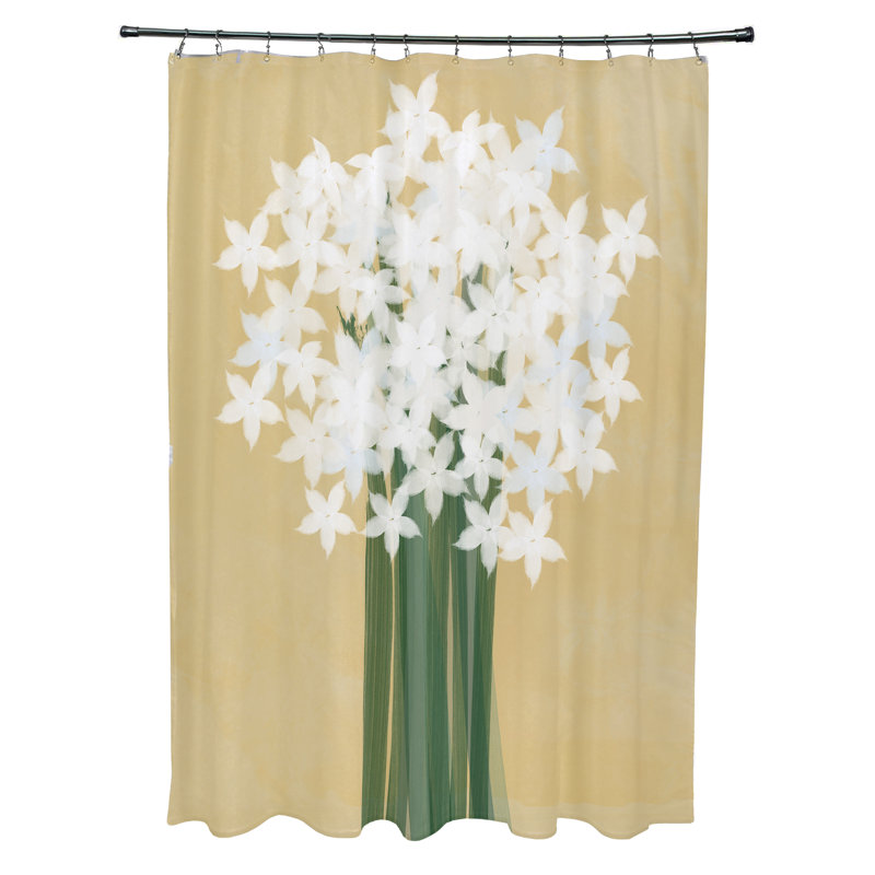Rideau de douche simple à imprimé floral paperblancs, Doré