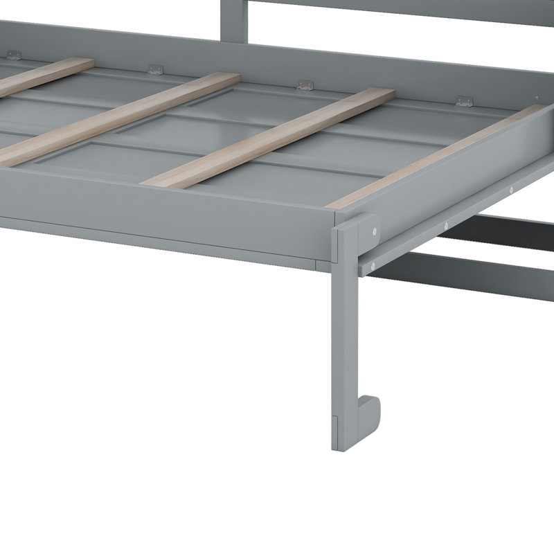 Space Efficient Murphy Bed With  Cabinet, Gray