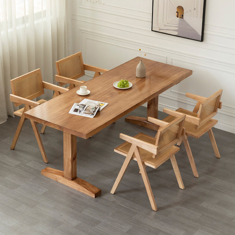 Burlywood Rectangular Solid Dining Table For Dining Room/Kitchen, 29.53"H x 86.61"L x 35.43"W