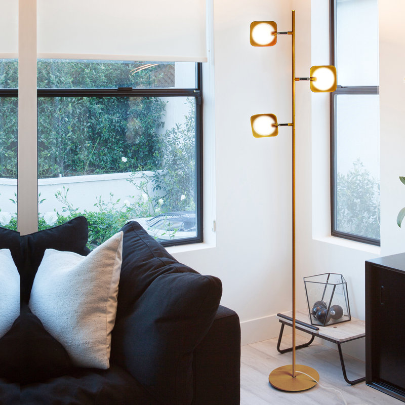 White Adjustable Multi-Head LED Floor Lamp with 3-Way Switch