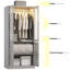 Armoire penderie 74,8 po à 2 portes en verre, garde-robe avec éclairage à DEL intelligent, barre de suspension et 2 tablettes de rangement-512281546
