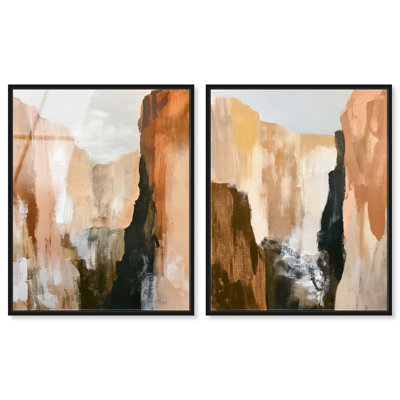 «Canyon Echoes», ensemble d'art mural encadré par Art Remedy, cadre noir, 30 x 36