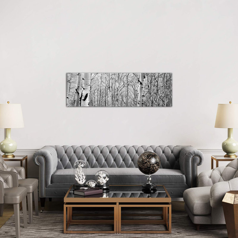 Aspen Trees In A Forest by Panoramic Images - Wrapped Canvas Panoramic Print, 30.48 cm H x 91.44 cm W x 1.91 cm D