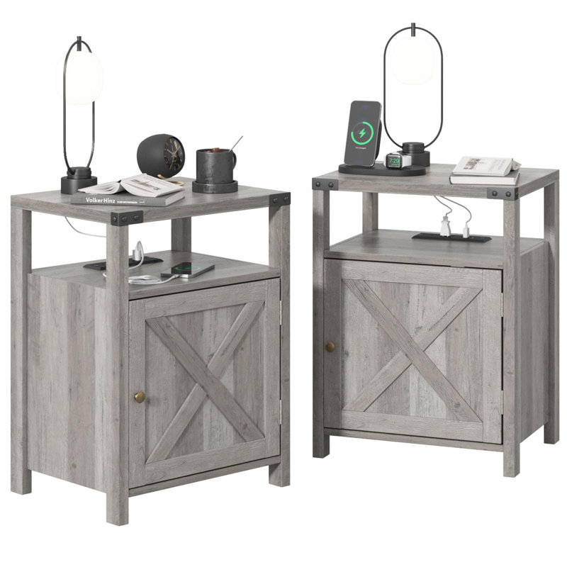 Table de chevet Kennesha, Gris, Ensemble de 2