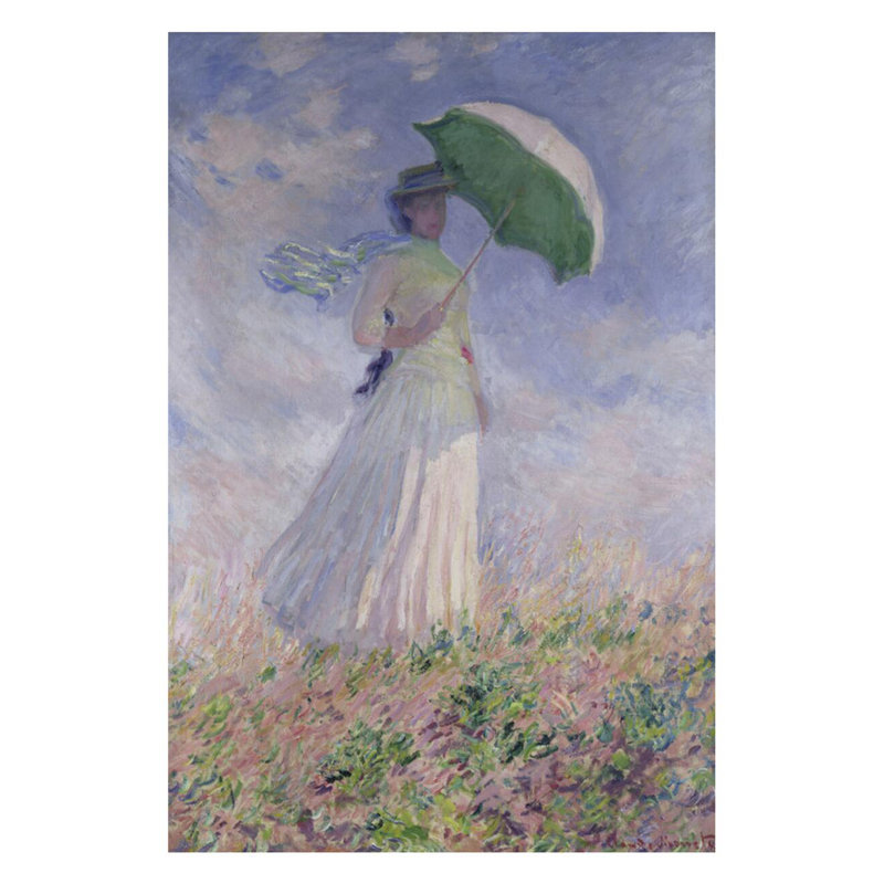 «Femme avec un parasol tourné vers la droite» par Claude Monet - Estampe numérique, H 28 po x l 22 po