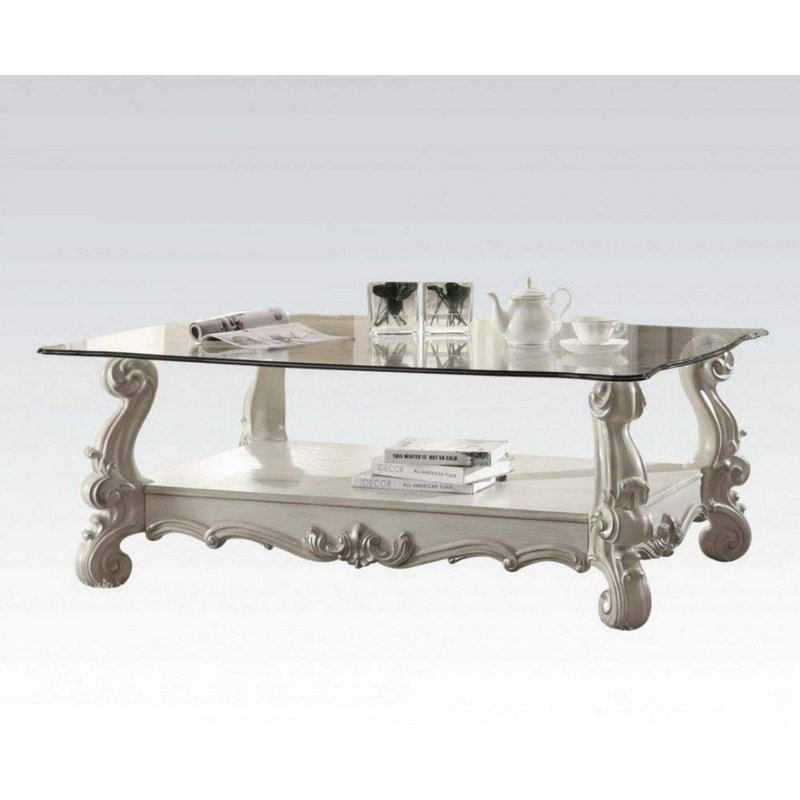 Table basse à 4 pieds avec rangement Barnathan, Blanc