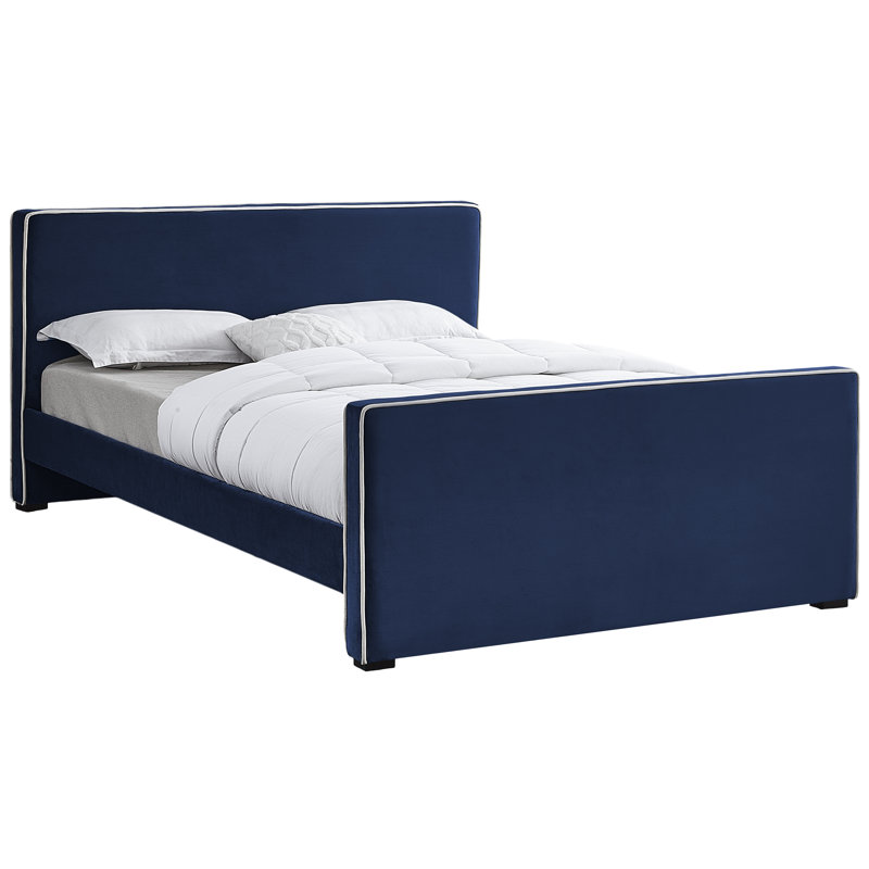 Lit en velours Haneesh, Queen, Velours marine