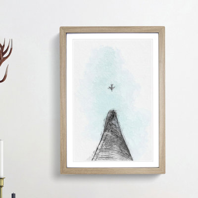 Airplane Above The World In Abstract - Single Picture Frame Painting