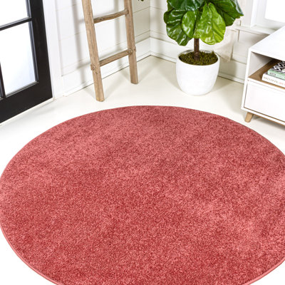 Asalia Solid Low-Pile Red Rug